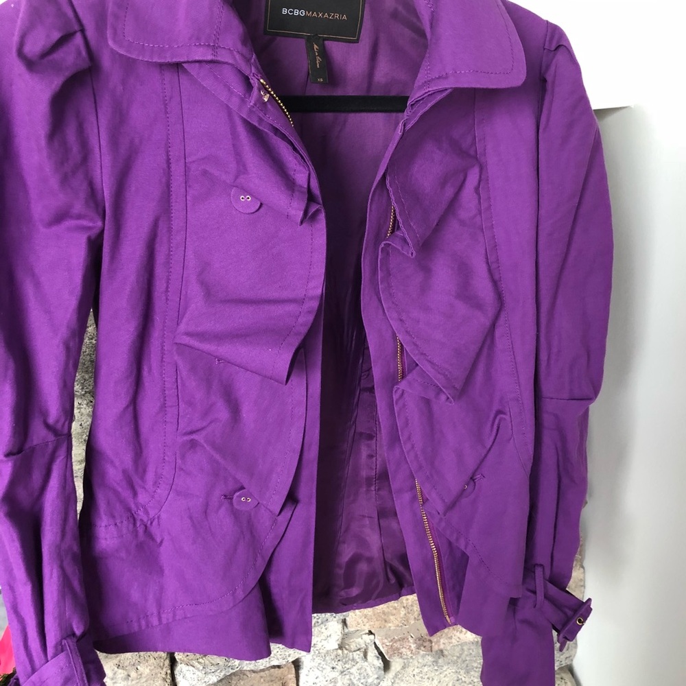 Purple ruffle zip jacket